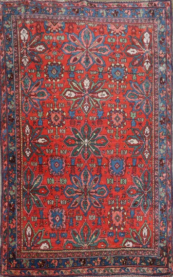 Pre-1900 Antique Bidjar Halvaei Vegetable Dye Persian Rug 4x7