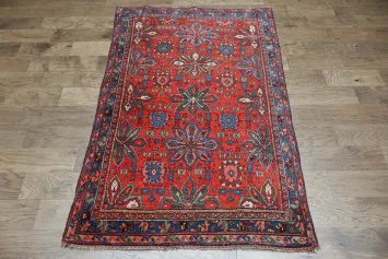 Pre-1900 Antique Bidjar Halvaei Vegetable Dye Persian Rug 4x7