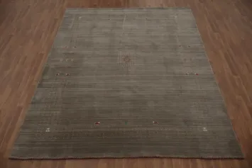 Gabbeh Indian Area Rug 8x10 Featuring Discreet Embroidered Accents