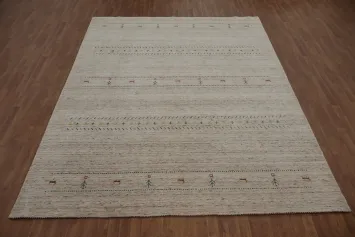 Handmade Gabbeh Indian Area Rug 9x11 with Motifs for Elegant Style