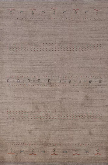 Light Brown Wool Gabbeh Indian Area Rug 5x8