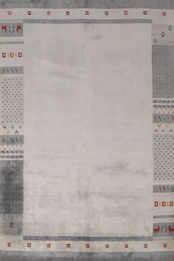 Bordered Wool Tribal Gabbeh Indian Area Rug 5x8