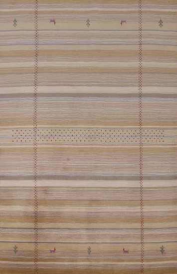 Striped Wool Gabbeh Indian Area Rug 5x8