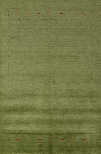 Light Green Wool Gabbeh Indian Area Rug 5x8