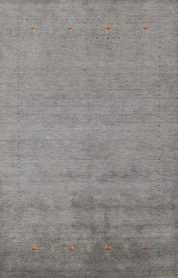 Tribal Gray Wool Gabbeh Indian Area Rug 5x8