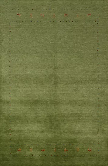 Handmade Green Gabbeh Indian Area Rug 5x8