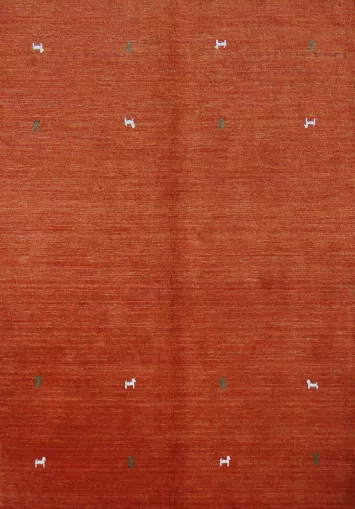 Orange Wool Gabbeh Indian Rug 5x7