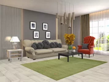 Green Handmade Wool Gabbeh Indian Area Rug 5x8