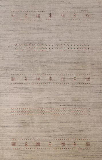 Handmade Green Gabbeh Indian Area Rug 5x8