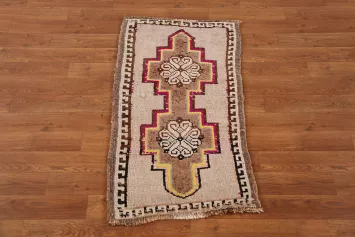 Vintage Wool Anatolian Oriental Foyer Rug 2x3