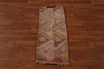 Antique Look Brown Anatolian Wool Accent Rug 1x3