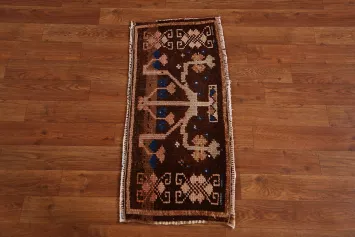 Brown Geometric Anatolian Oriental Accent Rug 1x2