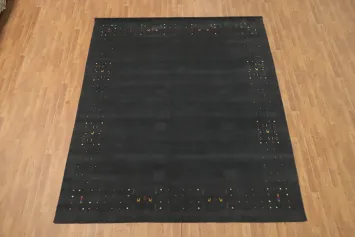 Dark Gray Animals Gabbeh Indian Area Rug 8x10