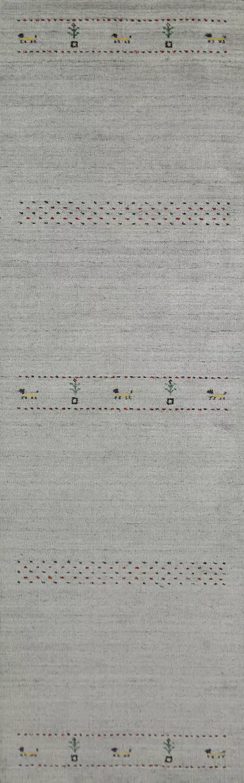 Little Animals Tribal Gabbeh Indian Runner Rug 3x10