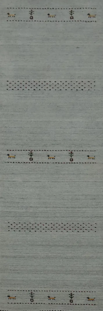 Elegant Baby Blue Gabbeh Runner Rug 2x10