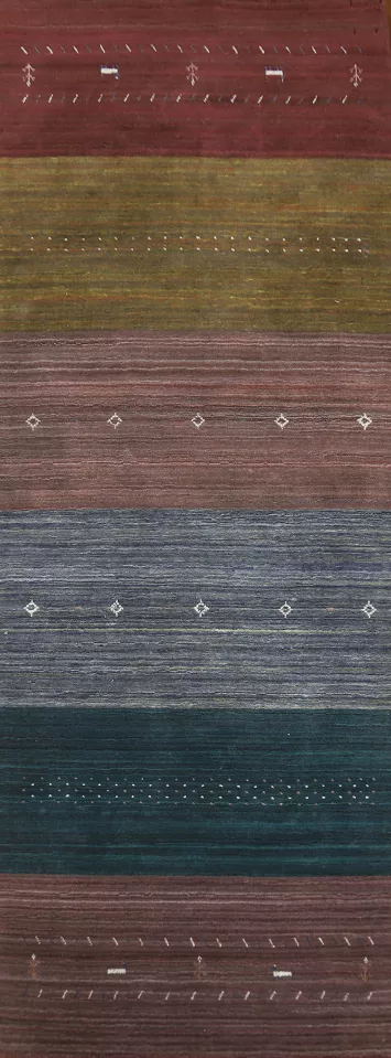 Handmade Striped Gabbeh Indian Runner Rug 3x10