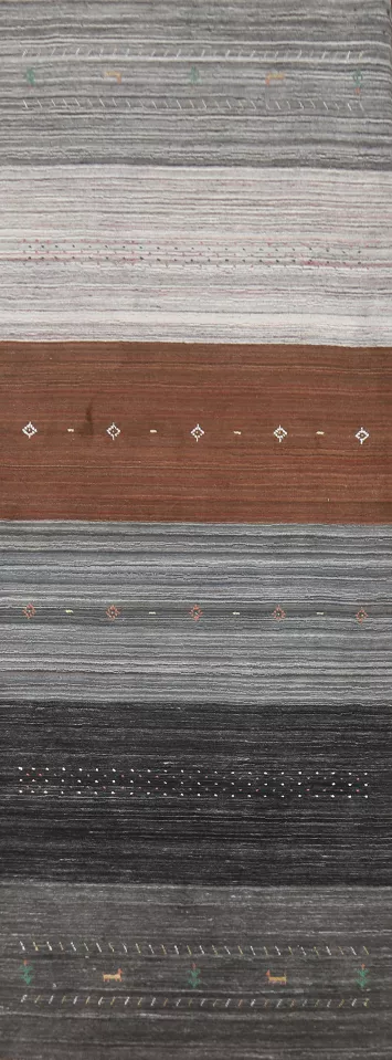Striped Wool Gabbeh Indian Runner Rug 3x10