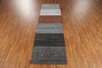 Striped Wool Gabbeh Indian Runner Rug 3x10