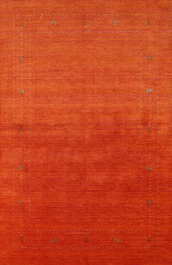 Orange Wool Gabbeh Indian Area Rug 5x8