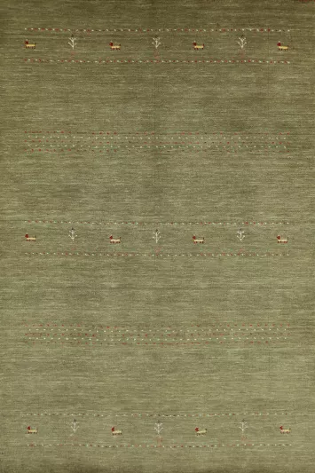 Green Wool Gabbeh Indian Area Rug 5x8