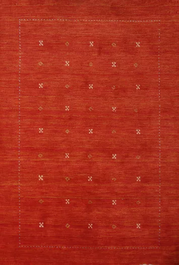 Orange Wool Tribal Gabbeh Indian Rug 5x6