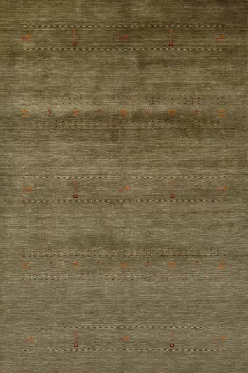 Green Wool Gabbeh Indian Area Rug 5x8