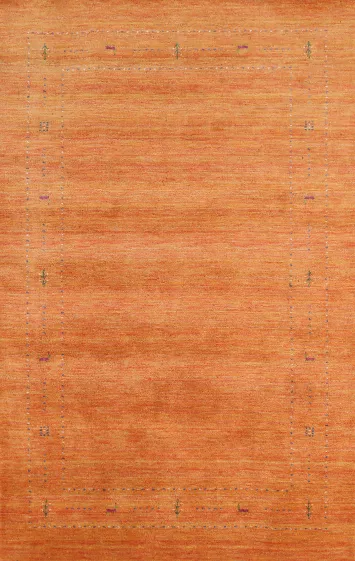 Orange Wool Gabbeh Indian Area Rug 5x8
