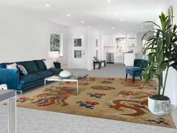 Vegetable Dye Pictorial Art Deco Chinese Area Rug 9x11