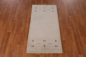 Little Animals Wool Gabbeh Indian Runner Rug 2x5