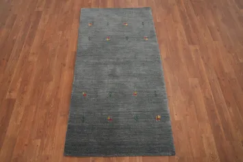 Gray Gabbeh Indian Runner Rug 2x5