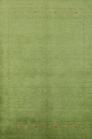 Lemon Green Wool Gabbeh Indian Area Rug 5x8