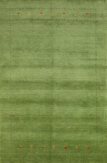 Green Wool Gabbeh Indian Area Rug 5x8