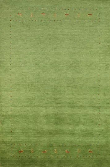 Tribal Green Gabbeh Indian Area Rug 5x8