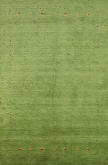 Handmade Green Gabbeh Indian Area Rug 5x8