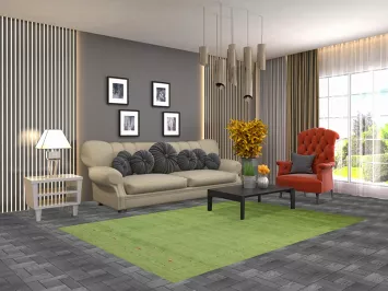 Handmade Green Gabbeh Indian Area Rug 5x8