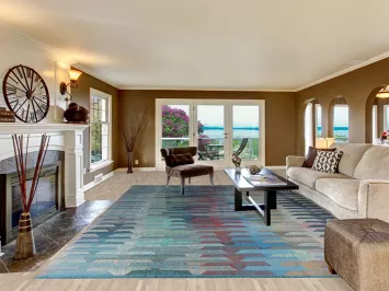 All-Over Wool Modern Kilim Turkish Large Rug 10x14