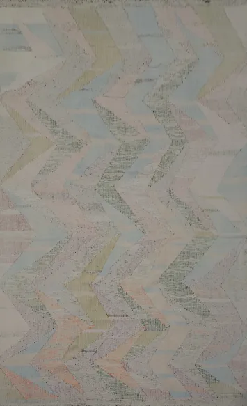 Pastel Chevron Pattern Kilim Area Rug 10x13 for Modern Home Decor