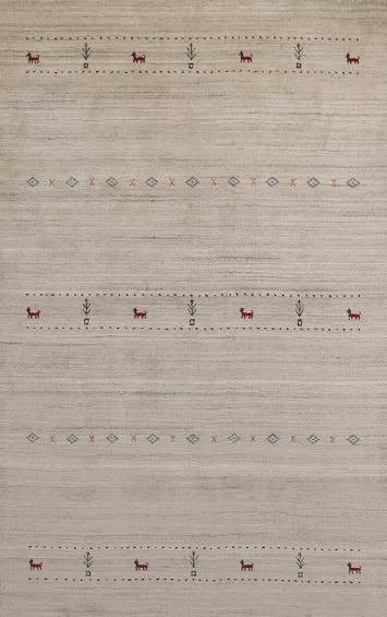 Little Animals Wool Gabbeh Indian Area Rug 5x8