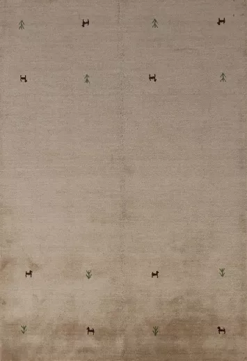 Handmade Wool Beige Gabbeh Indian Rug 5x6