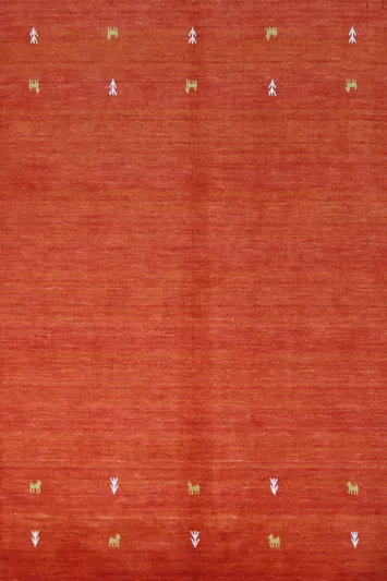 Orange Wool Animals Gabbeh Indian Rug 4x7