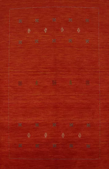 Orange Wool Gabbeh Indian Rug 5x6