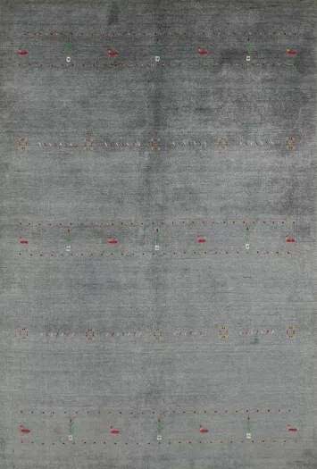Slate Gray Wool Gabbeh Indian Area Rug 5x8