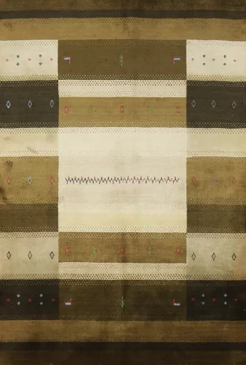 Green Wool Gabbeh Indian Area Rug 5x8