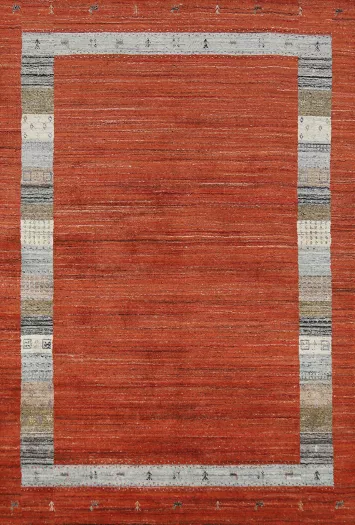 Orange Wool Gabbeh Indian Area Rug 5x8