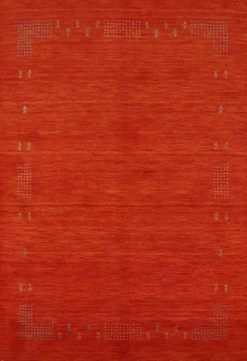 Orange Wool Handmade Gabbeh Indian Rug 5x6