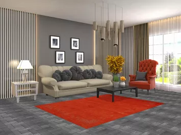 Orange Wool Handmade Gabbeh Indian Rug 5x6