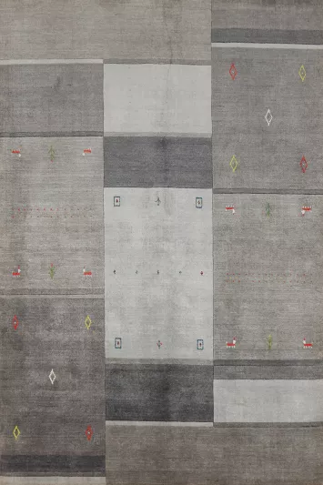 Gray Wool Gabbeh Indian Area Rug 5x8