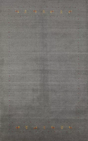 Gray Wool Handmade Gabbeh Indian Area Rug 5x8