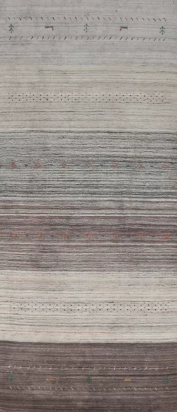 Gray Wool Gabbeh Indian Runner Rug 3x10