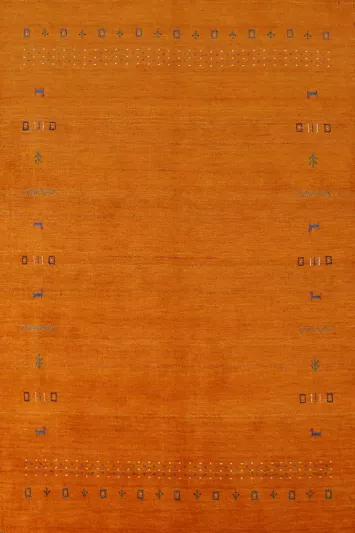 Orange Wool Tribal Gabbeh Indian Area Rug 5x8